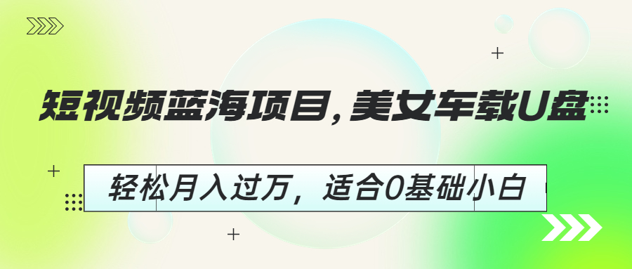 【副业项目6860期】短视频蓝海项目，美女车载U盘，轻松月入过万，适合0基础小白缩略图