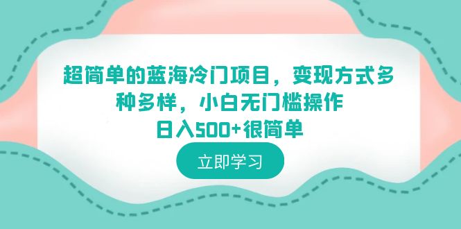 【副业项目6524期】超简单的蓝海冷门项目，变现方式多种多样，小白无门槛操作日入500+很简单缩略图