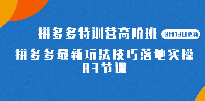 【副业项目7470期】2023拼多多·特训营高阶班【9月13日更新】拼多多最新玩法技巧落地实操-83节缩略图