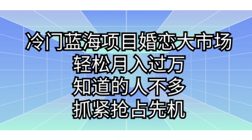 【副业项目7246期】冷门蓝海项目婚恋大市场，轻松月入过万缩略图