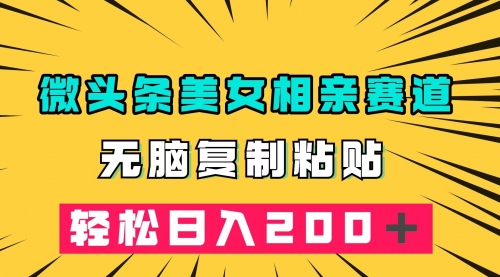 【副业项目7873期】微头条冷门美女相亲赛道，无脑复制粘贴，轻松日入200缩略图