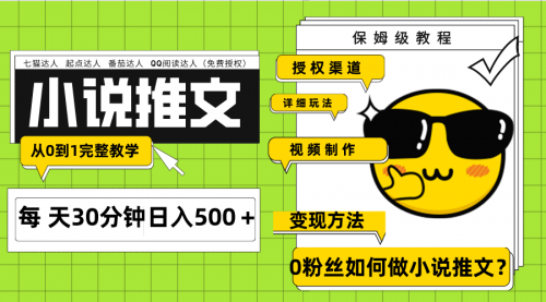 【副业项目8160期】Ai小说推文每天20分钟日入500＋授权渠道缩略图