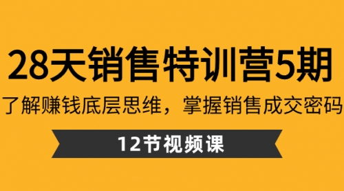 【副业8768期】28天·销售特训营5期：了解赚钱底层思维，掌握销售成交密码（12节课）缩略图