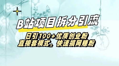 【副业8967期】B站项目拆分引，快速日3100+优质创业粉缩略图